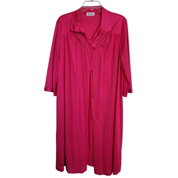 Vintage Vanity Fair Pink Nightgown Robe Pajama Set Size Medium - Stains - Picture 2 of 12